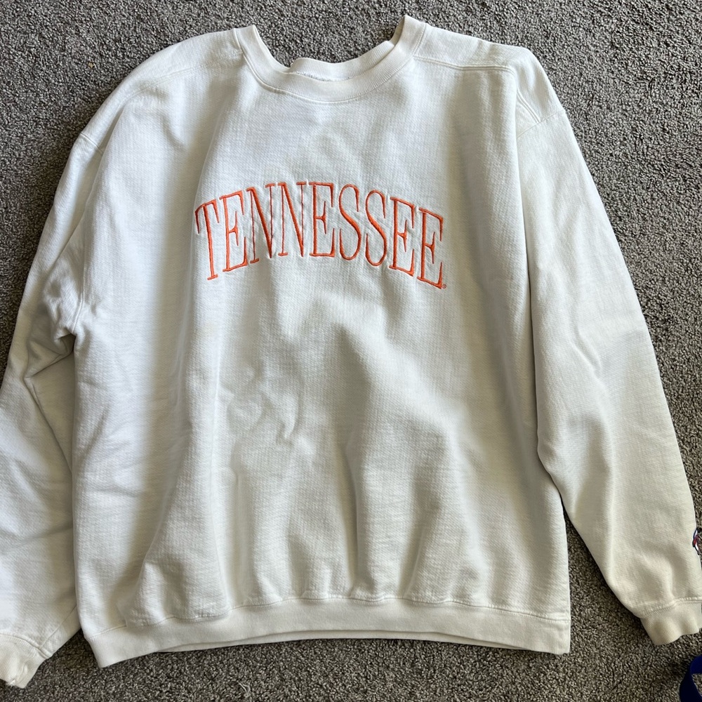 White Tennessee Sweatshirt with Orange Lettering